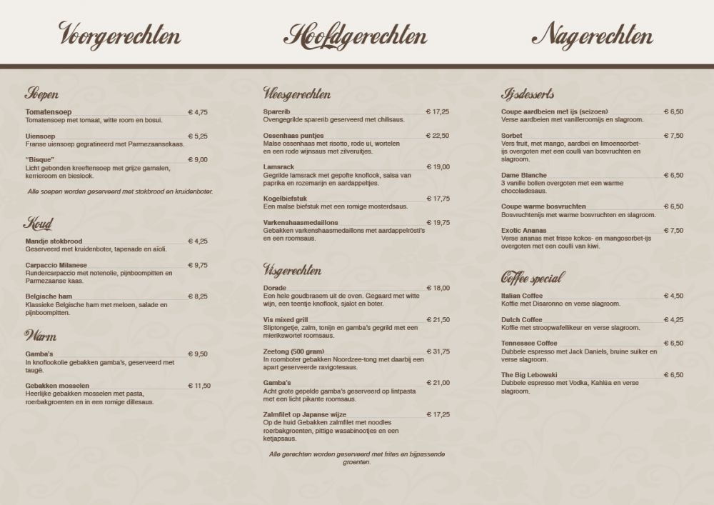 Menukaart Classic Hor cards Menukaart Web Design Restaurant Hotel